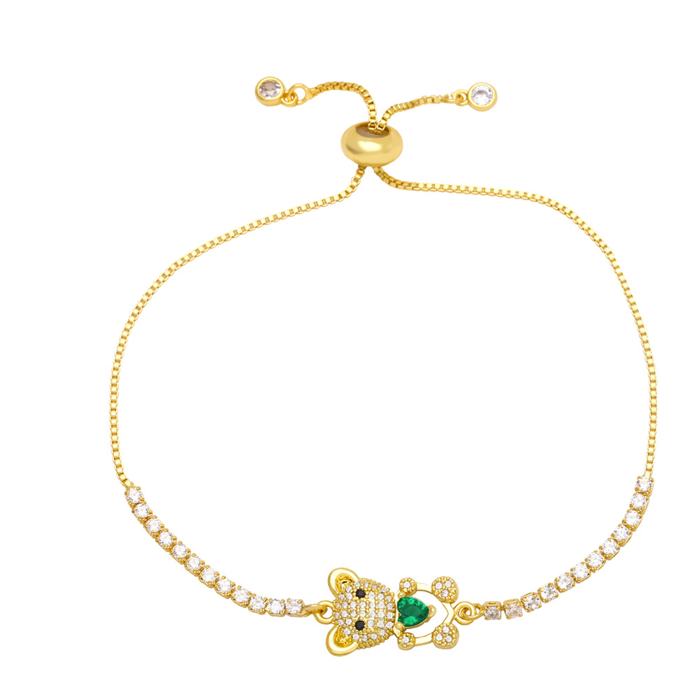 Heart-shaped little bear bracelet for women, European and American niche best friend, sister and couple jewelry, ins trendy colorful zircon bracelet Specification image