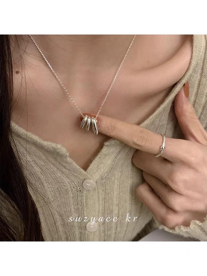 suzyacc kr三颗豆豆纯银项链女轻奢小众设计感高级颈链2021年新款