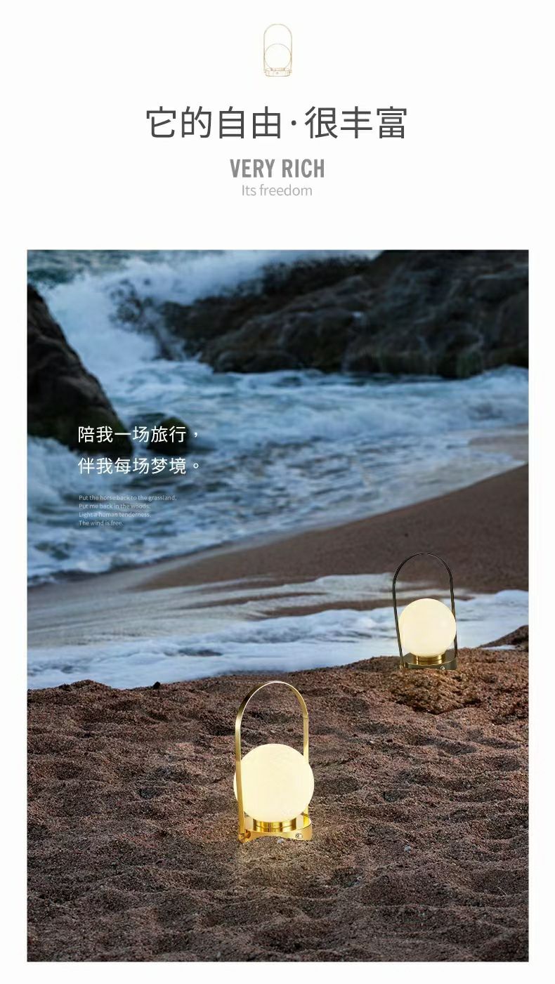 All-copper rechargeable portable desk lamp with dual-color changing light details Picture