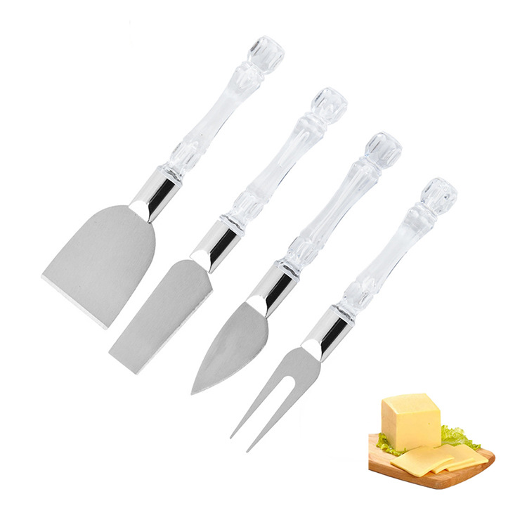 Cheese tool set in stock: 4-piece set of cheese cones, crystal handles, cheese slicer and cheese knife detail image 2