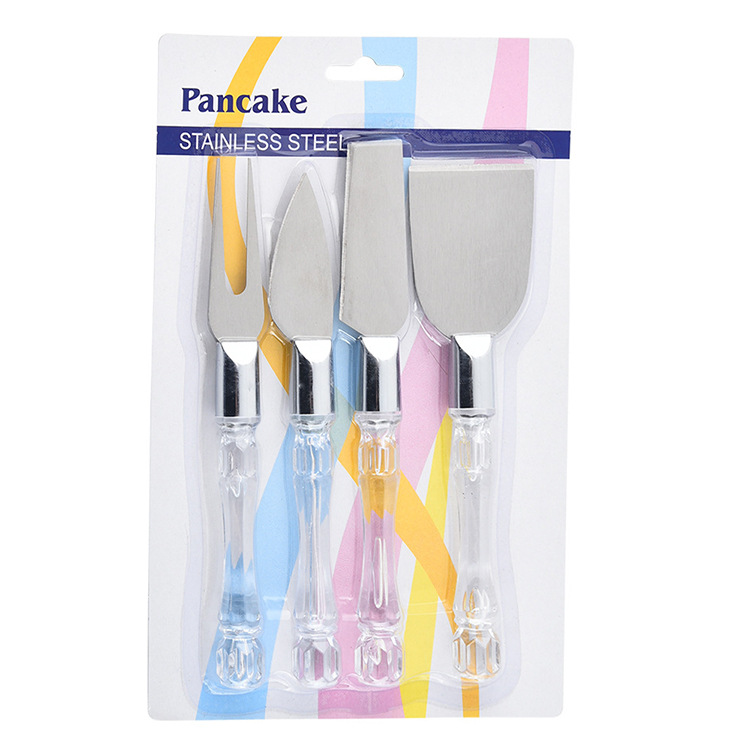 Cheese tool set in stock: 4-piece set of cheese cones, crystal handles, cheese slicer and cheese knife