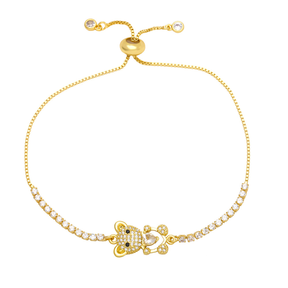 Heart-shaped little bear bracelet for women, European and American niche best friend, sister and couple jewelry, ins trendy colorful zircon bracelet detail image 2