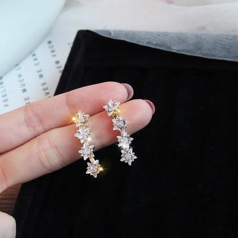 New sweet and shiny zircon long earrings for a chic and unique women's autumn 070