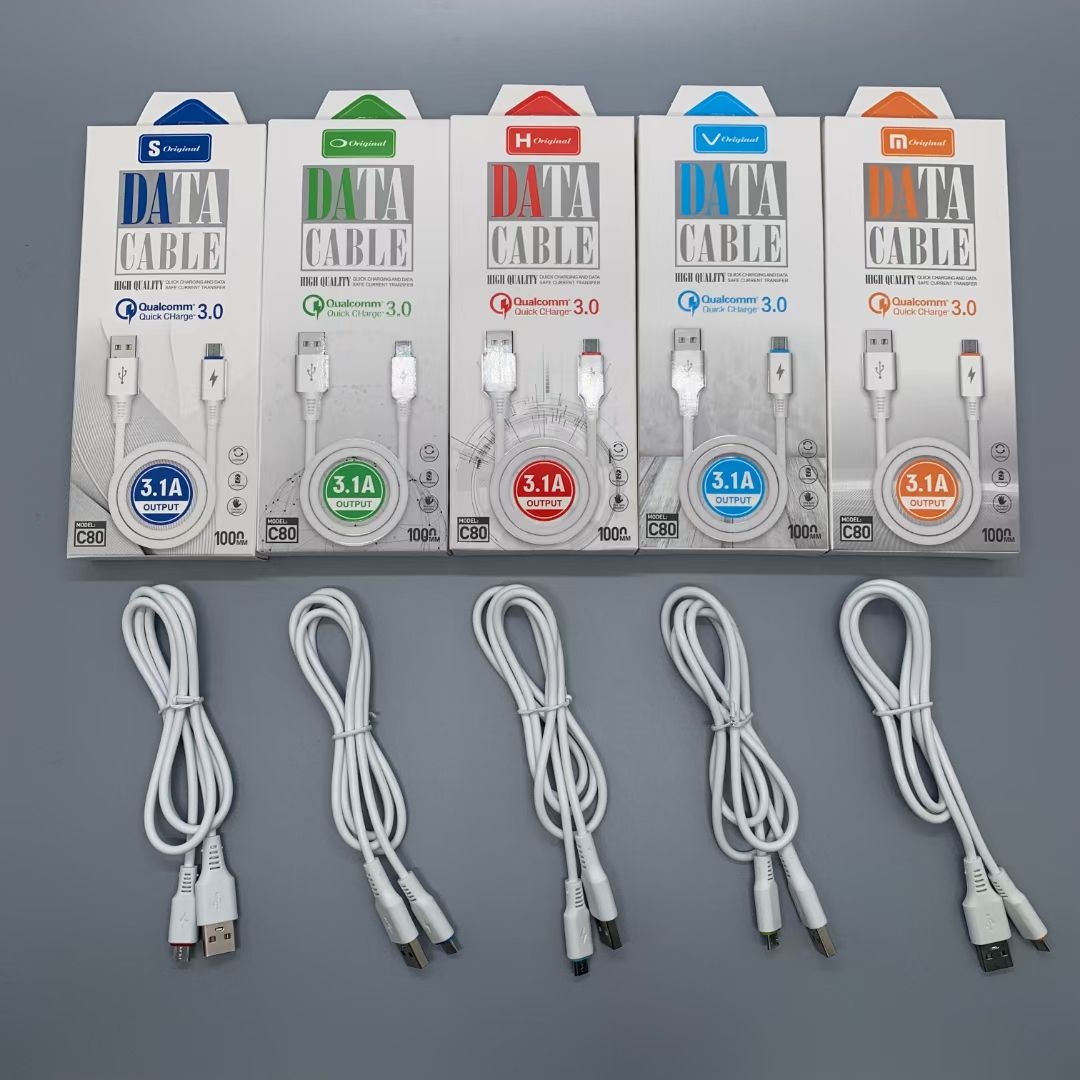 1m fast-charging PVC mobile phone charging data cable, 100 copper wires c80 detail image 3