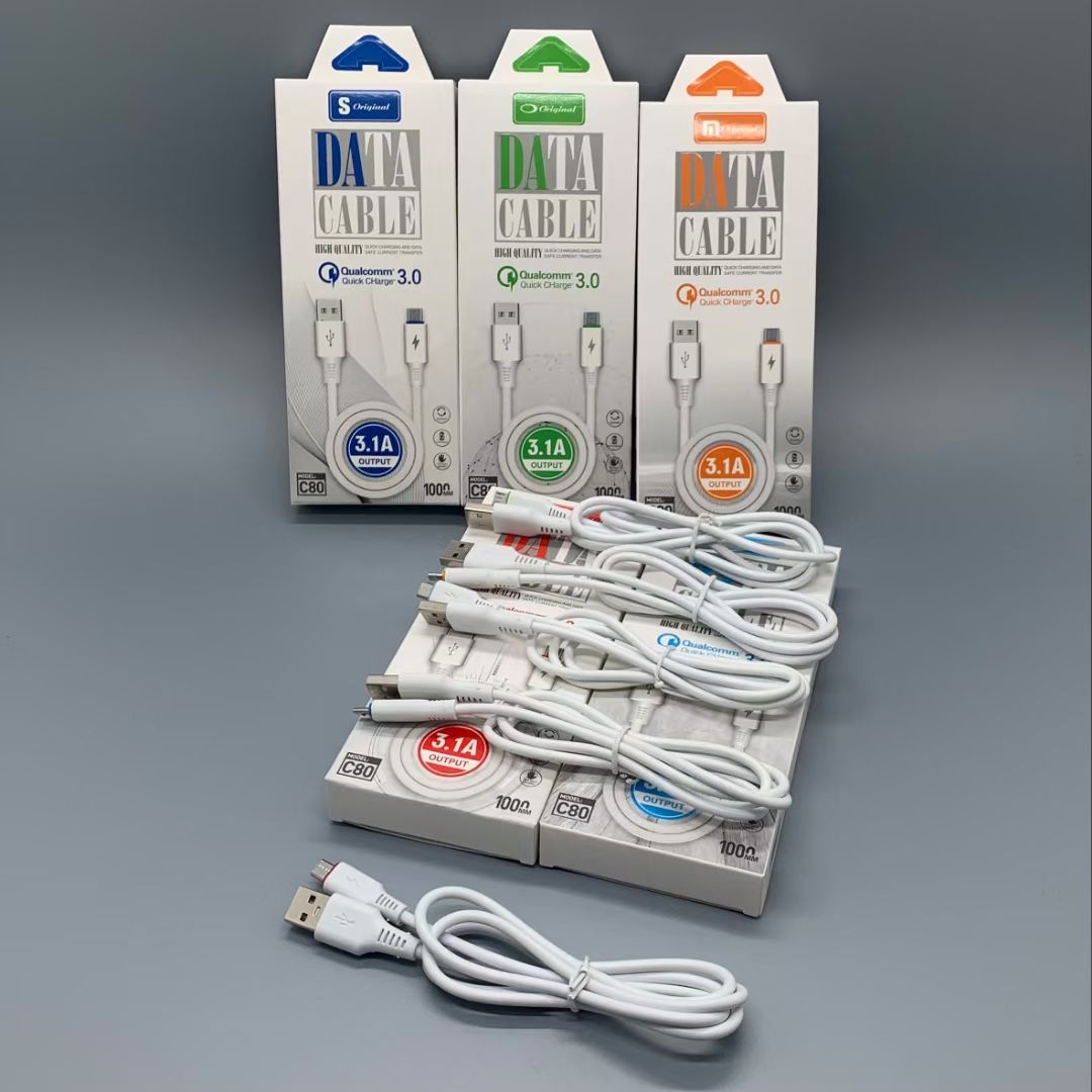 1m fast-charging PVC mobile phone charging data cable, 100 copper wires c80