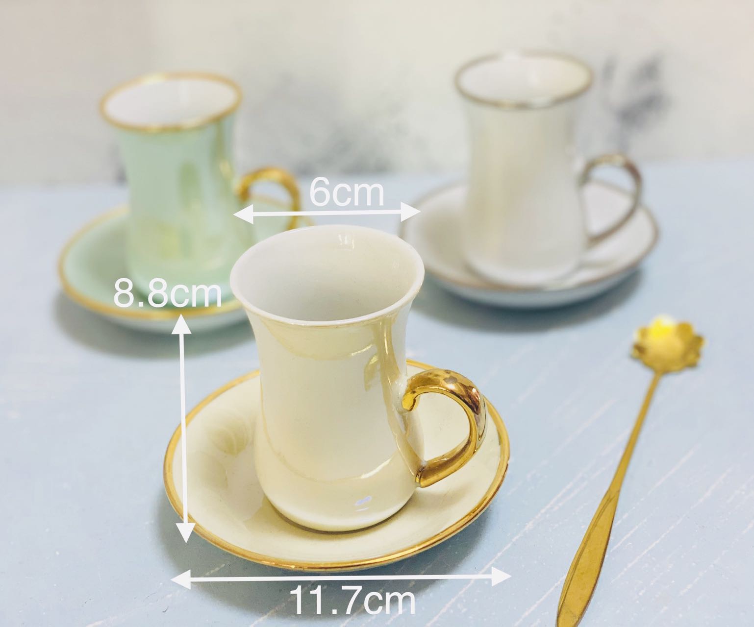 In stock of multi-color tapered cups and plates, a box of 6 sets of Qingming Yongsheng Ceramics YS