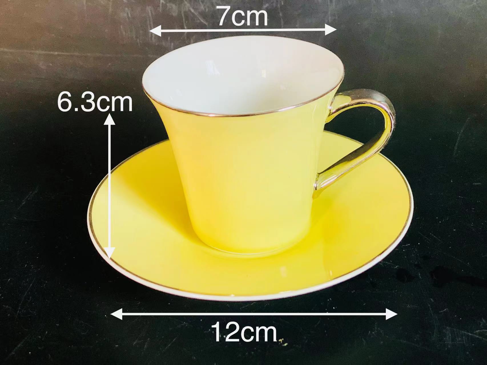 In stock, gold-plated ceramic coffee cups and saucers, packaged in color boxes, Yongsheng Ceramics YS Specification image