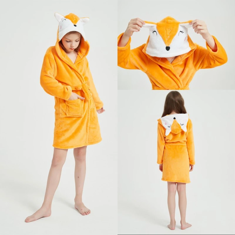 Children's bathrobes, Tianma Fox flannel bathrobes, cartoon animal bathrobes, pajamas, and baby pajamas for adults detail image 6