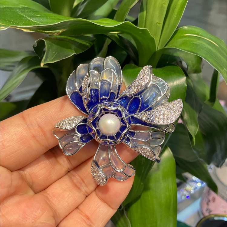 高档女微镶锆石牡丹花朵胸花外套大衣胸针百搭简约大气