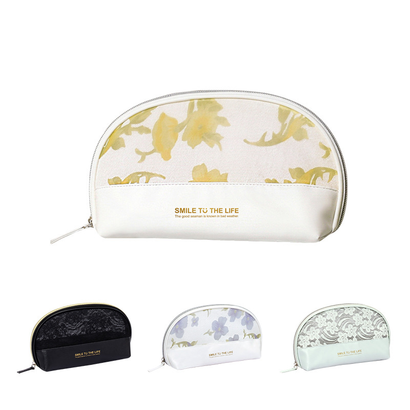 New hidden flower semi-circular makeup bag, travel makeup bag, waterproof storage bag, business trip toiletries bag, cosmetics storage bag Item Picture