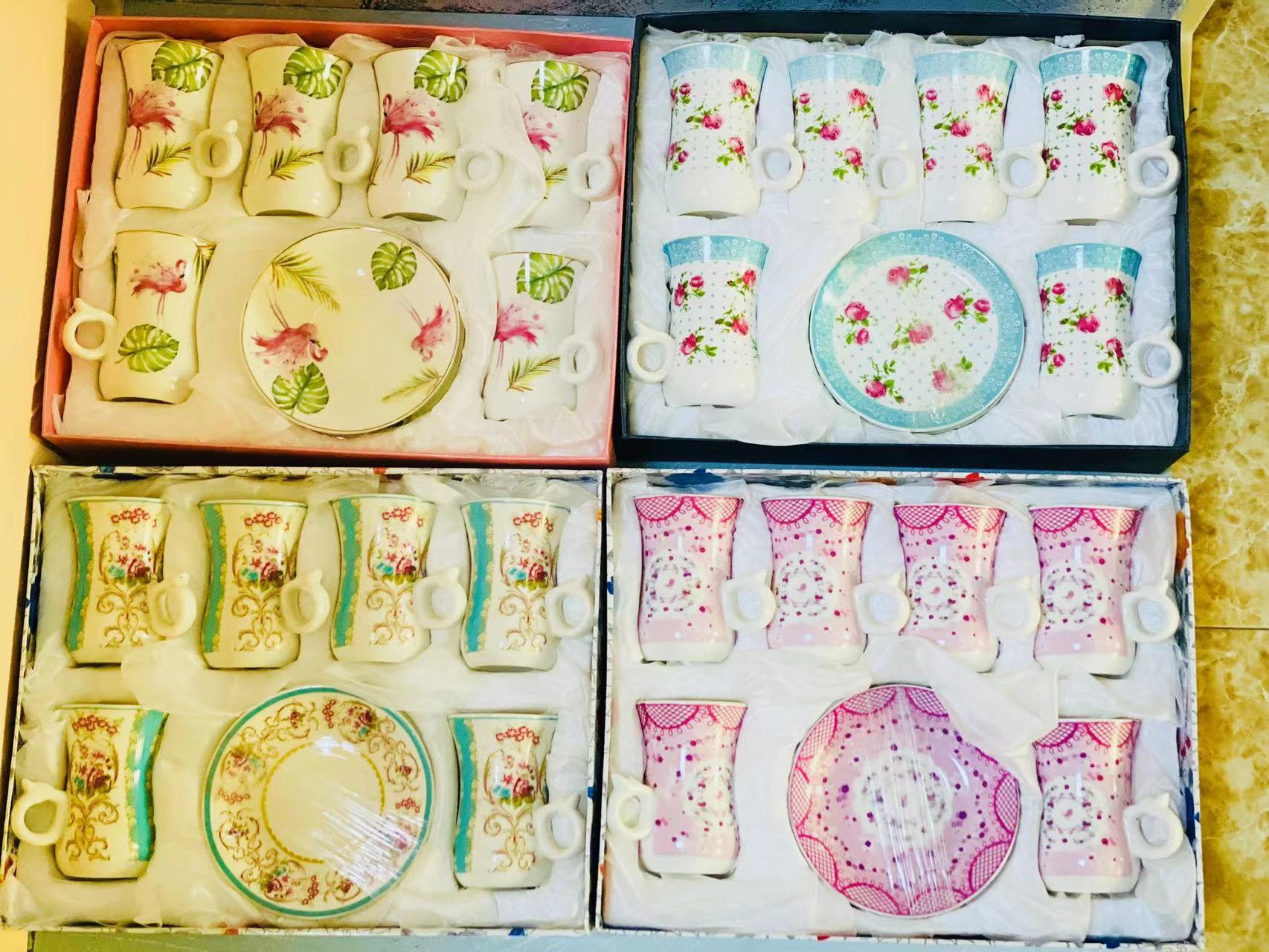 In stock of multi-color tapered cups and plates, a box of 6 sets of Qingming Yongsheng Ceramics YS details Picture