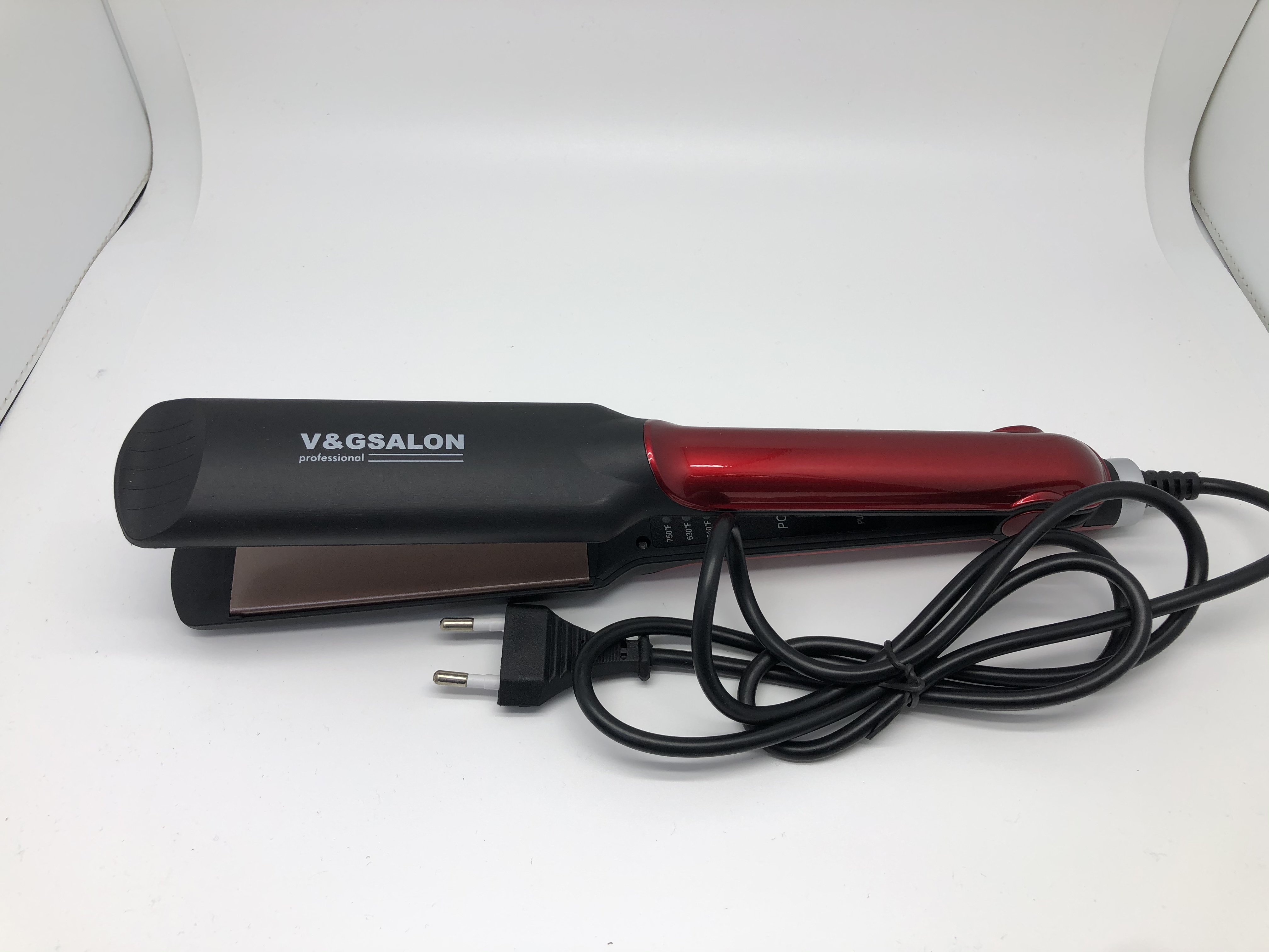 Red dry-wet dual-purpose rapid heating automatic constant-temperature hair straightener for foreign trade plywood ceramic