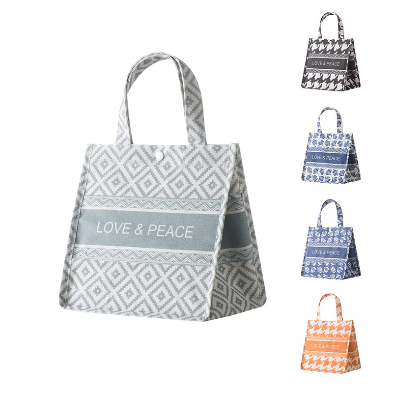 New convenient bento bags, hand-held rice bags, large-capacity lunch box bags, patterned hand-held lunch box bags, factory wholesale Item Picture
