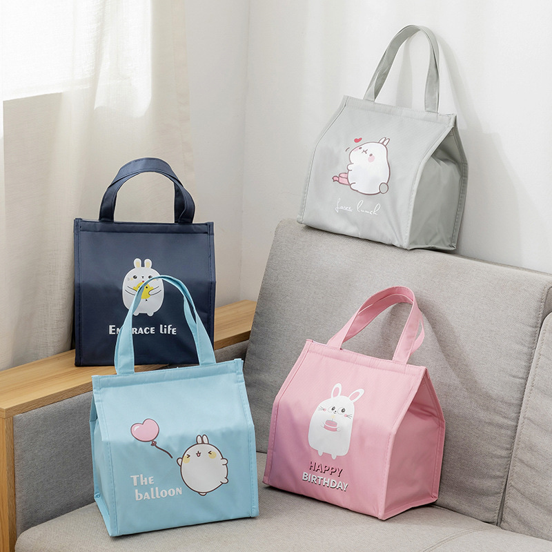 New cartoon cute rabbit insulated tote bag, student lunch box bag, handbag, lunch box bag for bringing meals to work