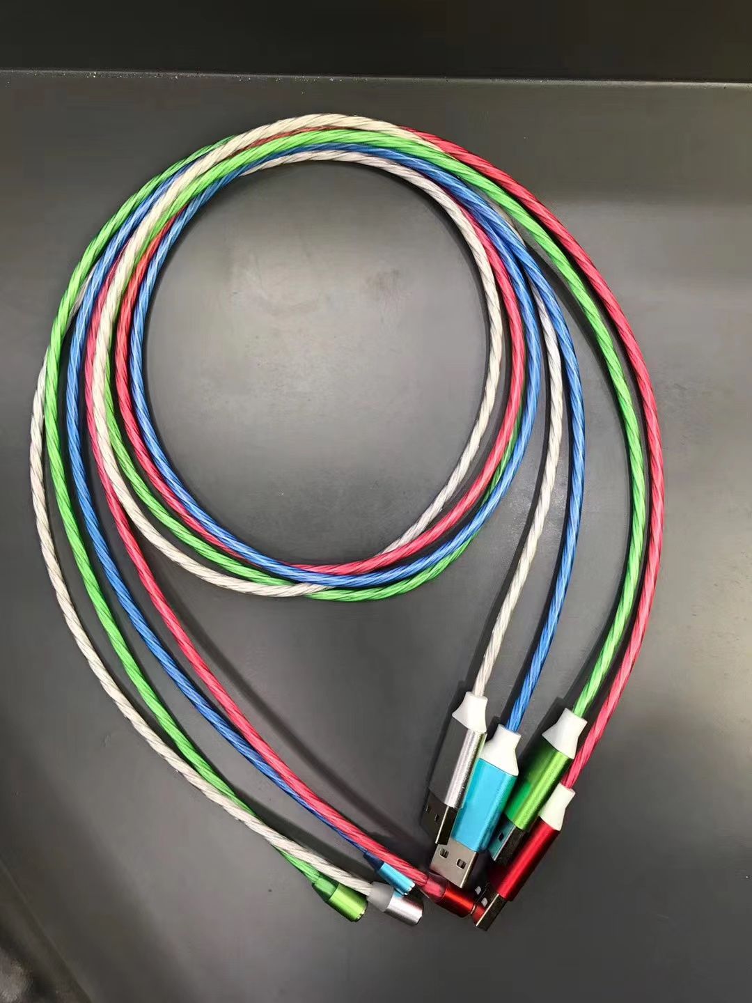 Magnetic flow light line new, unique, multi-functional car and home charging cables for mobile phones, tablets, 1 meter and 2 meters