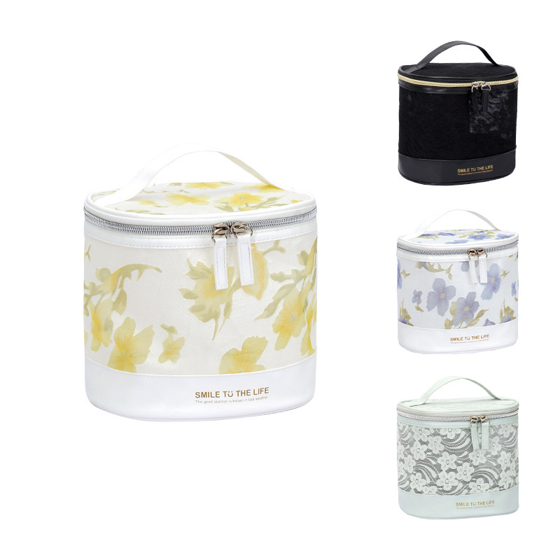 New hidden flower cylinder cosmetic bag, travel toiletry storage bag, cosmetic bag wholesale, convenient hand-held cosmetic bag Item Picture
