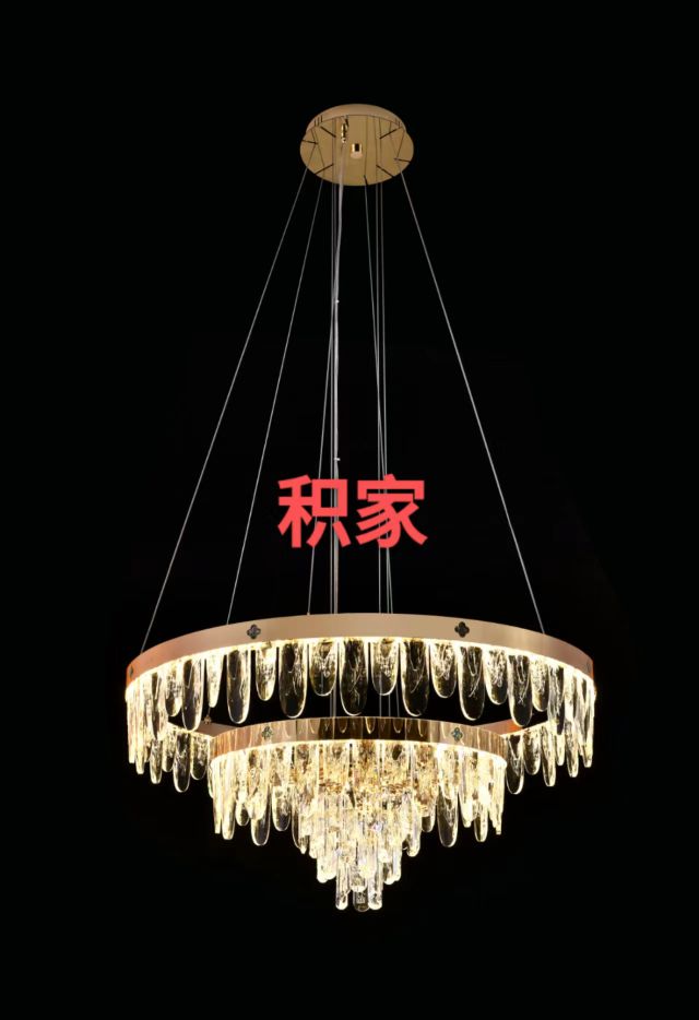 Gently lift the crystal chandelier with a diameter of 800+500 double-layer details Picture
