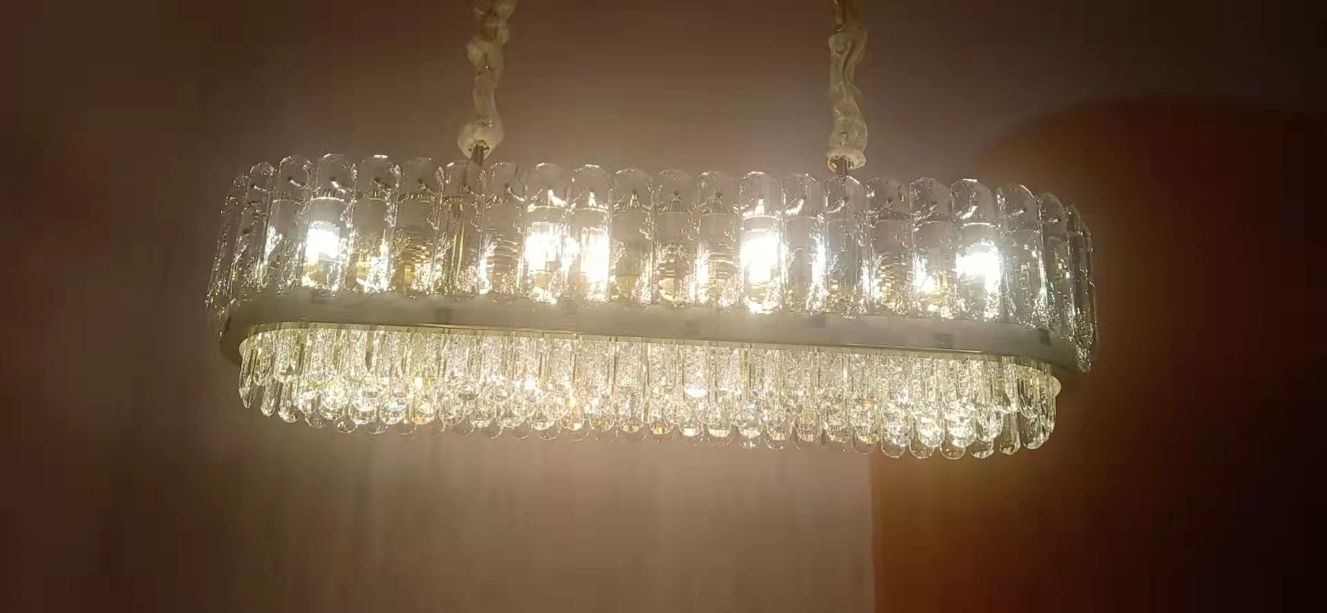 Light luxury crystal chandelier, long hanging oval, diameter 950X320X23 long hanging