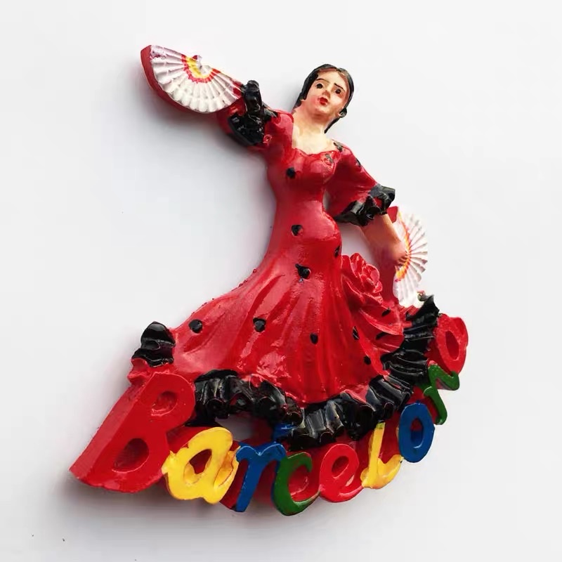 西班牙巴塞罗那弗拉明戈跳wunv郎创意人文旅游纪念装饰工艺品冰箱贴详情图2