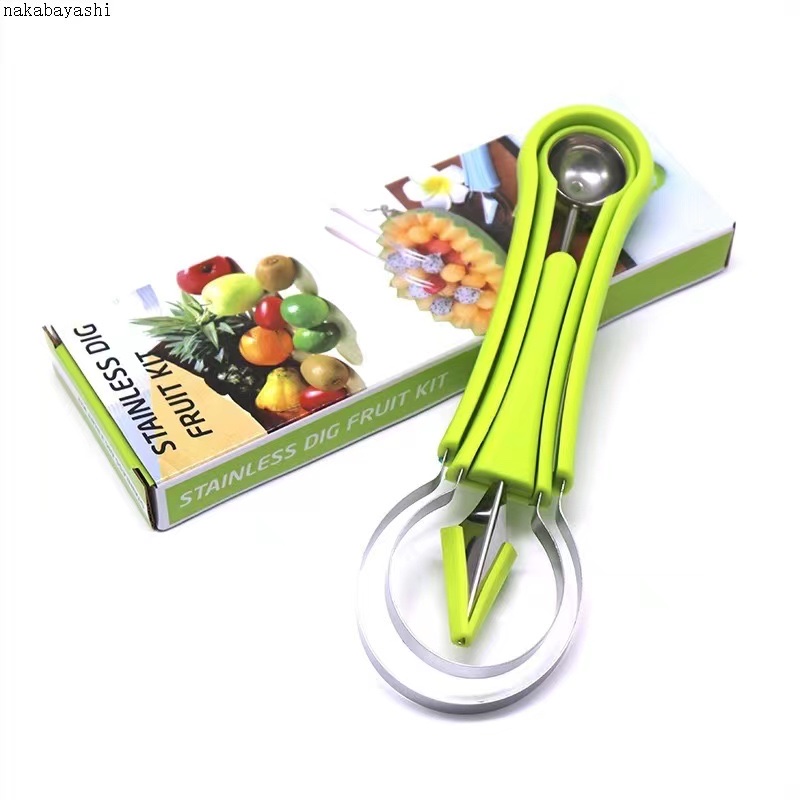 Three-in-one fruit ball digger, multi-functional double-head set, carved knife, watermelon bag digger, seed removal and platter tool Application Scenario