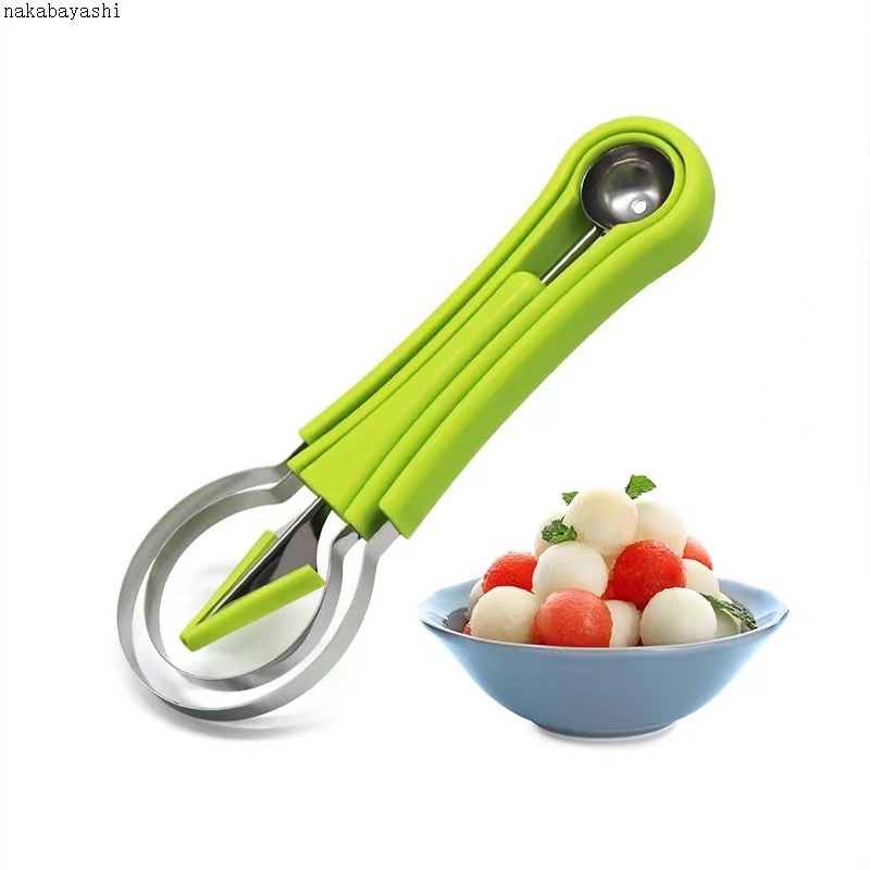 Three-in-one fruit ball digger, multi-functional double-head set, carved knife, watermelon bag digger, seed removal and platter tool Specification image