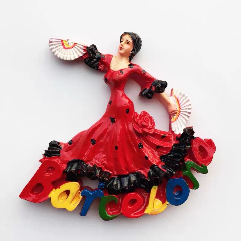 西班牙巴塞罗那弗拉明戈跳wunv郎创意人文旅游纪念装饰工艺品冰箱贴详情图1
