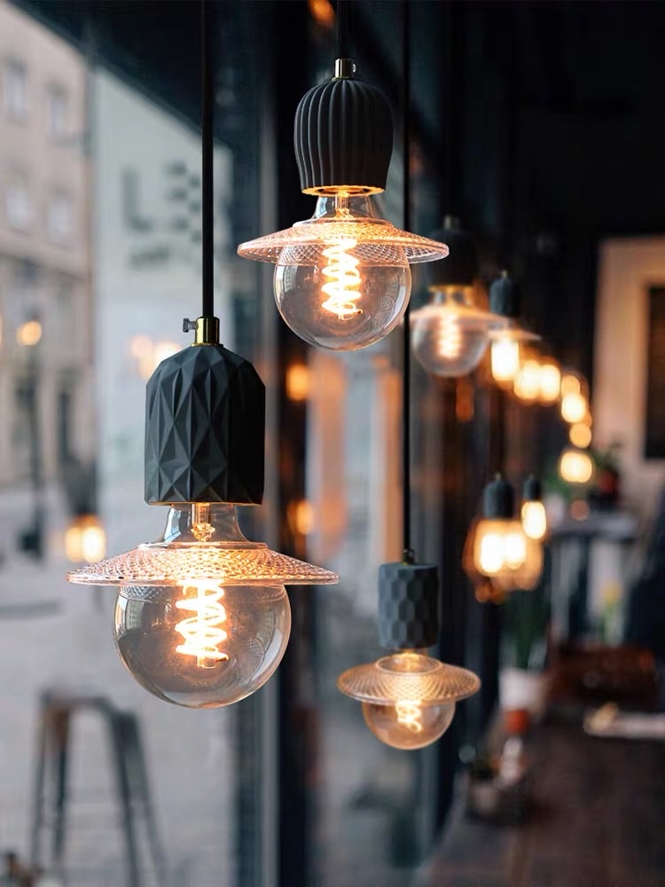 复古工业风灯具餐厅咖啡馆现代简约吧台灯网红北欧床头水泥小吊灯