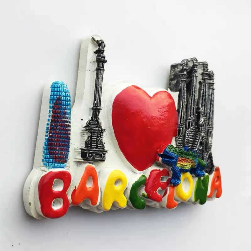 西班牙巴塞罗那圣家族教堂创意旅游纪念装饰工艺品树脂彩绘冰箱贴详情图2