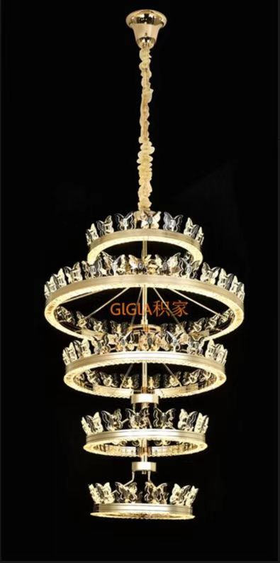 Crystal chandeliers can be customized in various sizes, including 2 layers, 3 layers, 4 layers, and 5 layers details Picture