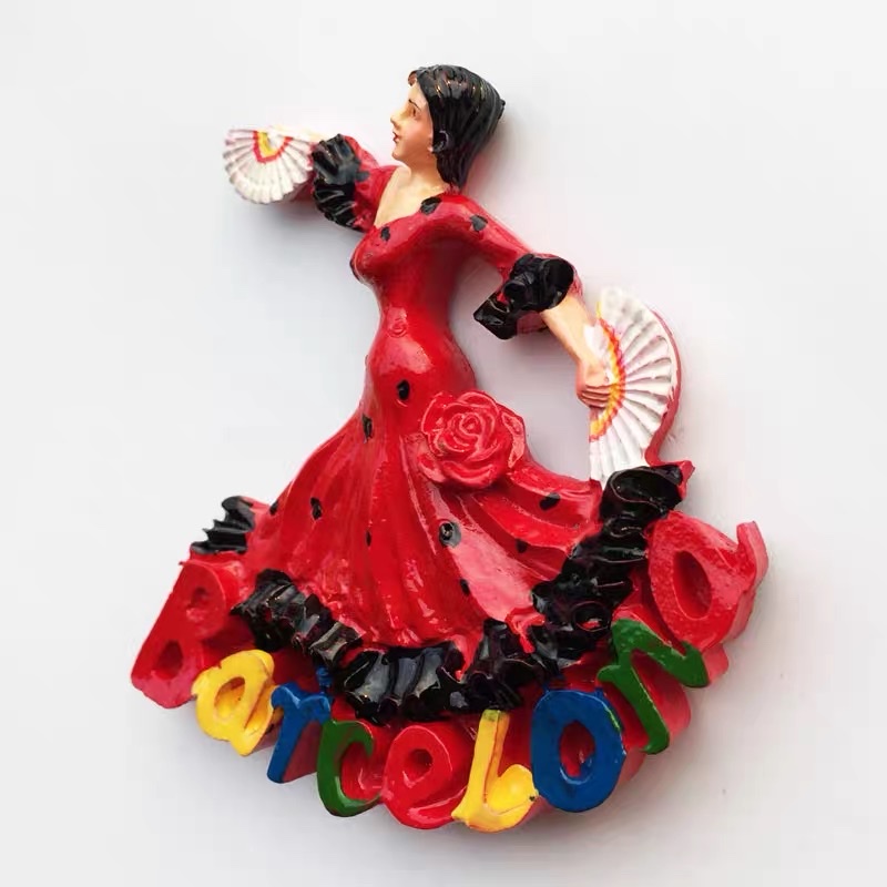 西班牙巴塞罗那弗拉明戈跳wunv郎创意人文旅游纪念装饰工艺品冰箱贴详情图3