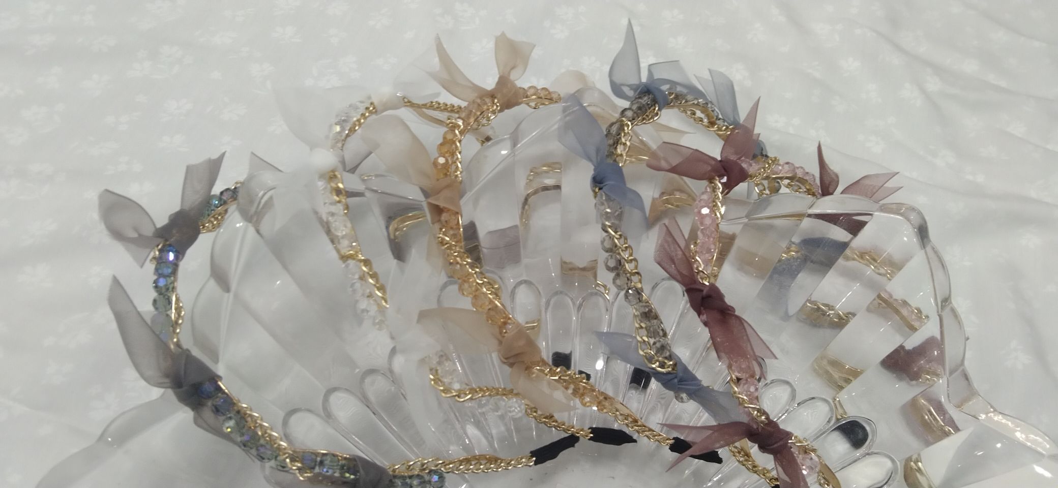 Summer gauze crystal knotted fine hair band French super fairy simple water diamond hair band detail image 7