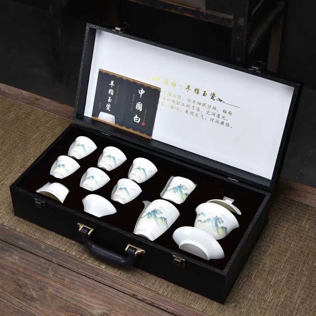 高档羊脂玉茶具套装陶李家053高档陶瓷茶具套装