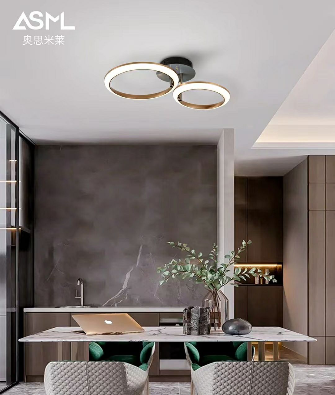 The 9231-2 ceiling-mounted bedroom light, with a straight diameter of 710m, features a Penlijin LED three-color variable light and stepless dimming details Picture