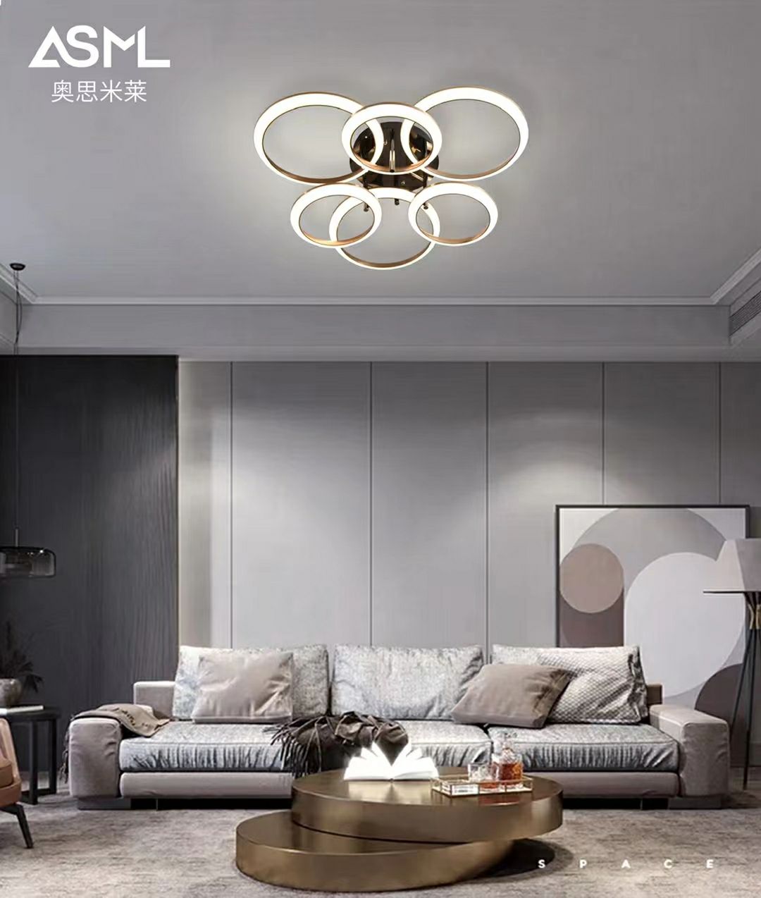 Binli Jin 9231-6 head Straight diameter 920mmLED three-color variable light + stepless dimming details Picture