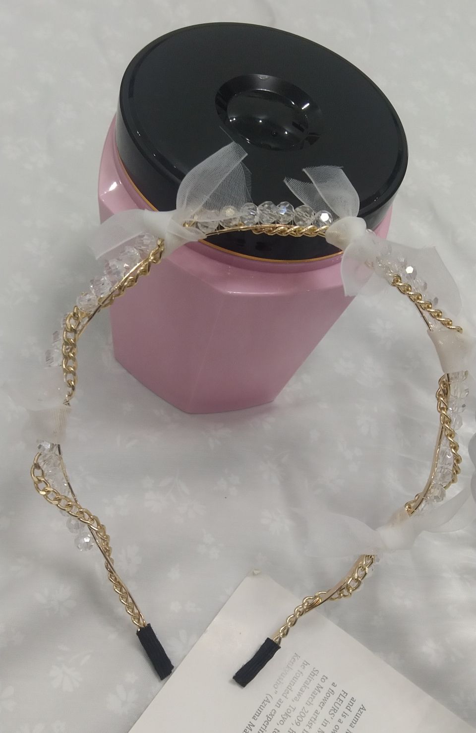 Summer gauze crystal knotted fine hair band French super fairy simple water diamond hair band detail image 6