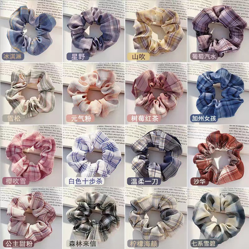 bm同款大肠发圈 日韩系JK制服布艺网红格子少女简约发绳 女肥肠圈详情图2