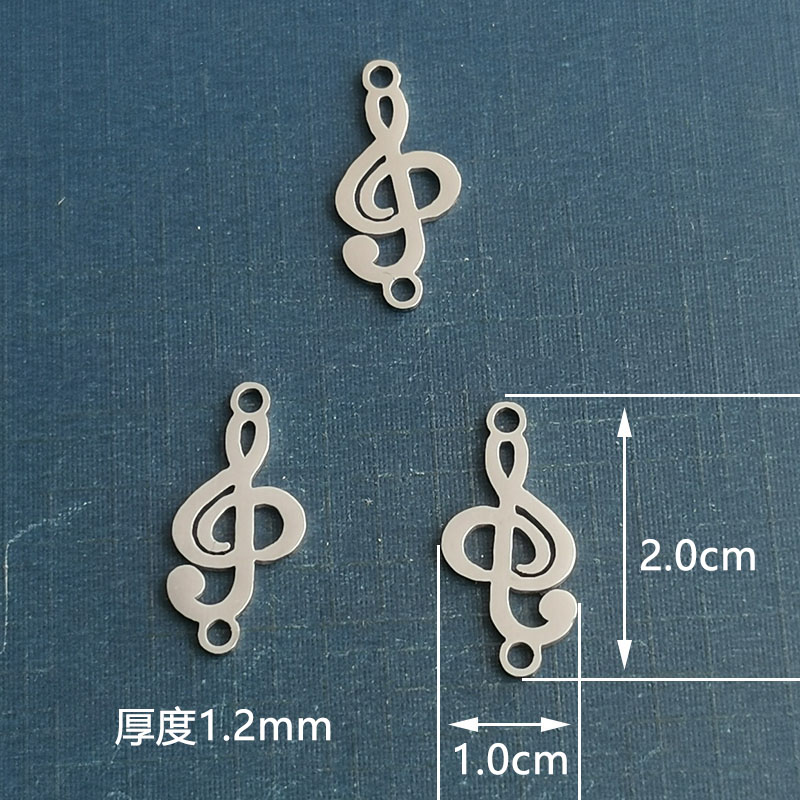 Titanium steel music symbol pendant, stainless steel cut jewelry accessory, diy note bracelet pendant detail image 2