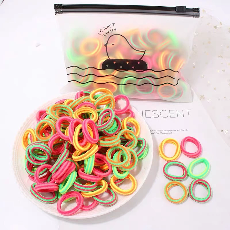 韩版儿童可爱发饰100条 袋装无接缝高弹彩色扎头发皮筋不伤发发绳 详情图3