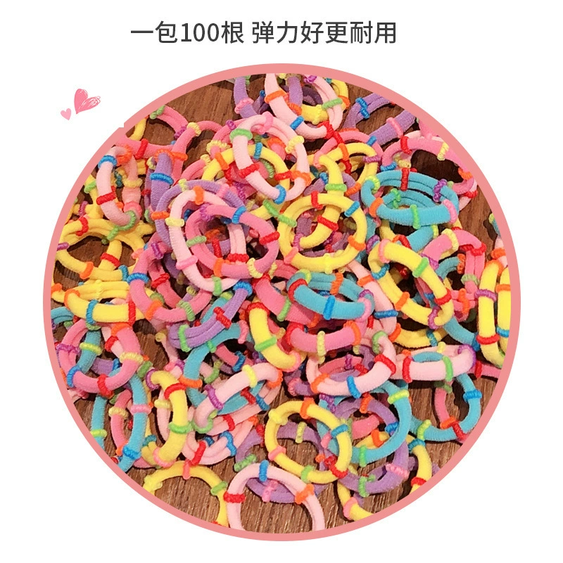 韩版儿童可爱发饰100条 袋装无接缝高弹彩色扎头发皮筋不伤发发绳 详情图12