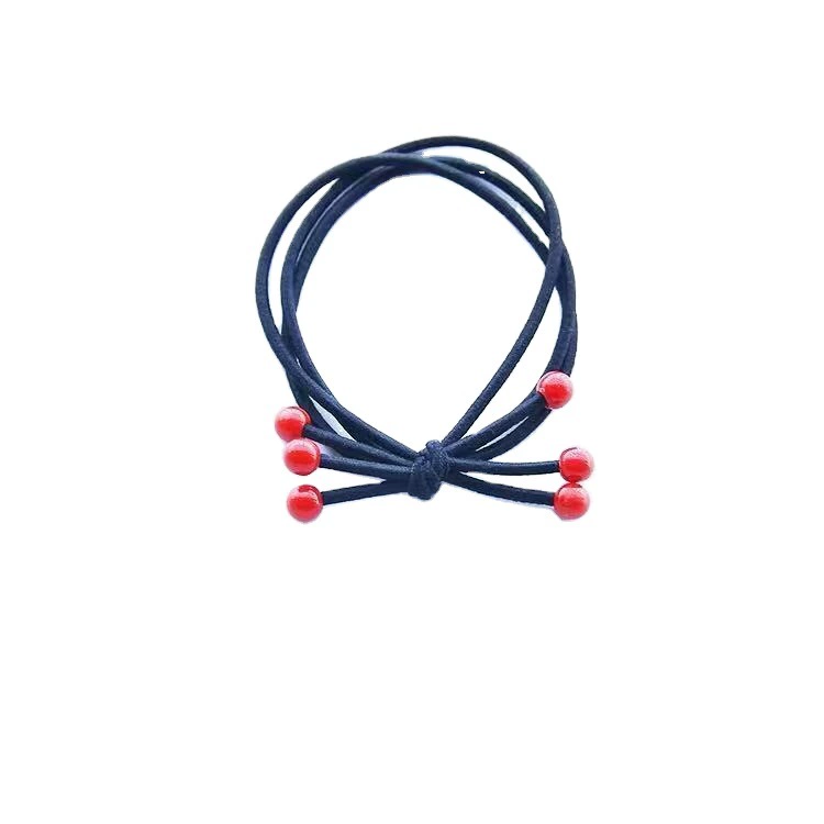 Korean version 6-red bean hair bands that don't damage hair, simple rubber band women's headwear, street stall supply, 2-yuan store wholesale detail image 3