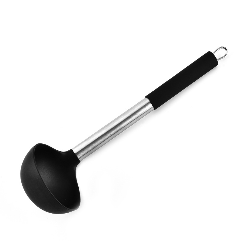 跨境硅胶管柄汤勺不锈钢厨具粥勺火锅汤壳不粘锅烹饪捞壳勺大汤匙 详情图4