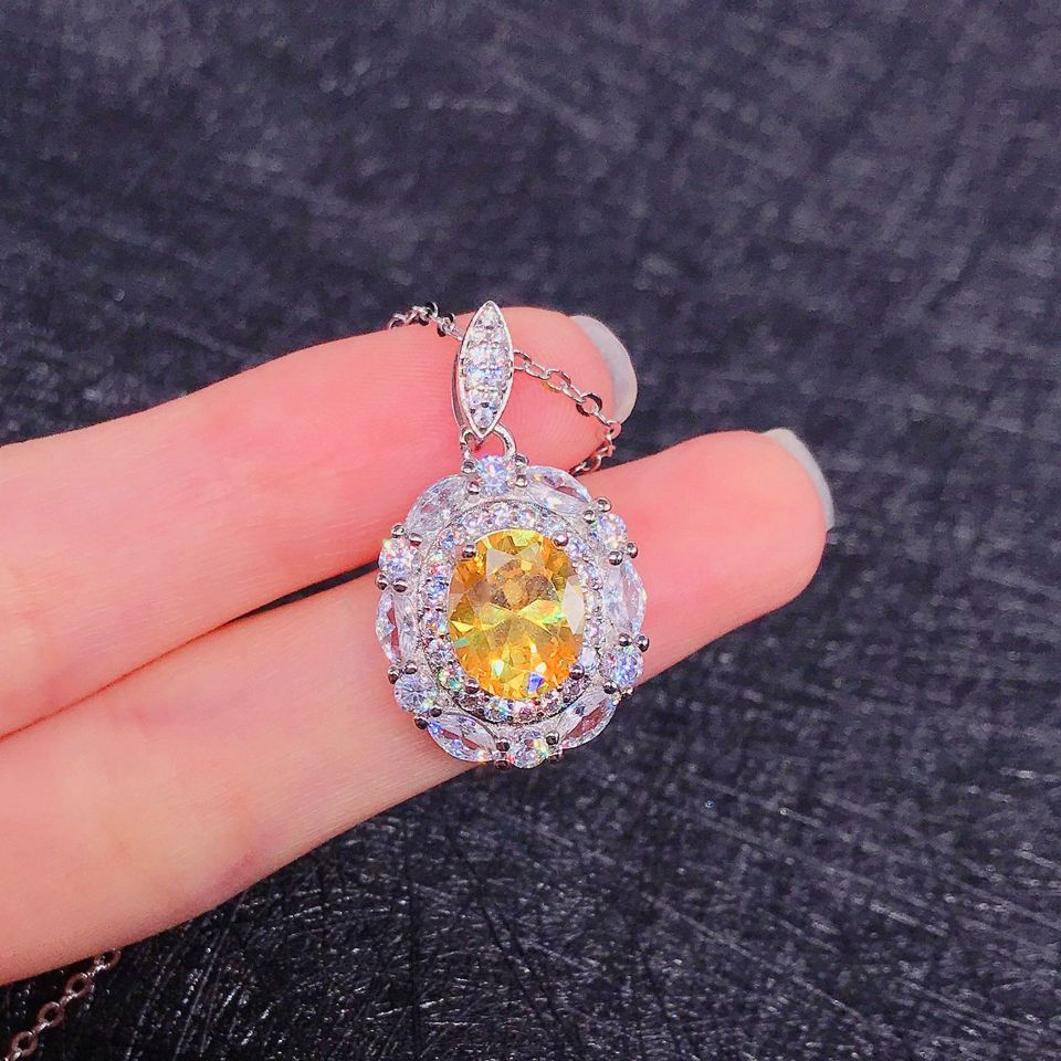 A light luxury high-end custom design synthetic high-carbon yellow diamond set Specification image