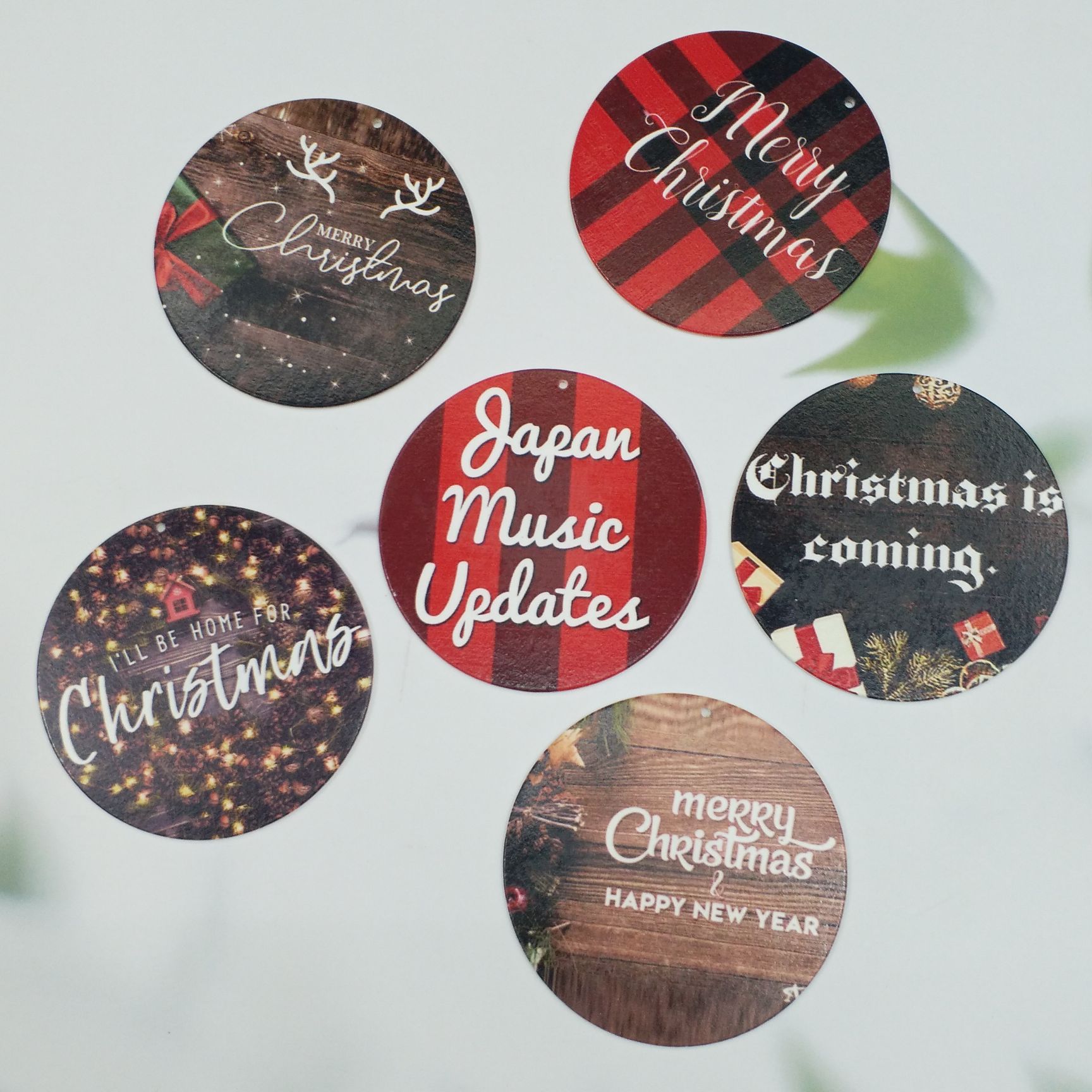 Wood chip printing Christmas decorative pendants and home decoration accessories with various patterns Item Picture