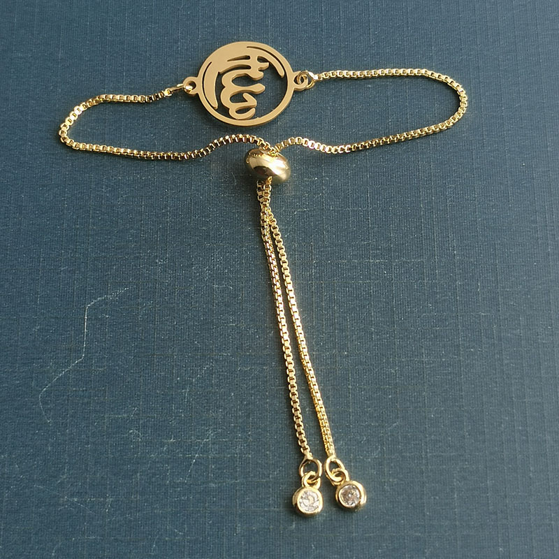 欧美时尚简约光面阿拉铜手链钛钢吊坠男潮平面不锈钢切割镀金详情图5