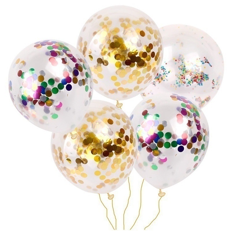 Confetti balloon12寸纸屑气球圆形亮片气球透明玫瑰金纸屑乳胶球
