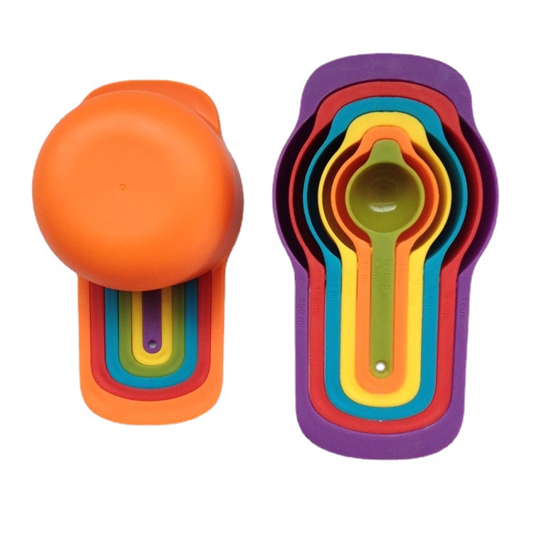 Measuring cup baking supplies, colored plastic measuring spoons, measuring cup set, flavored coffee, kitchen DIY measuring spoon six-piece set detail image 3