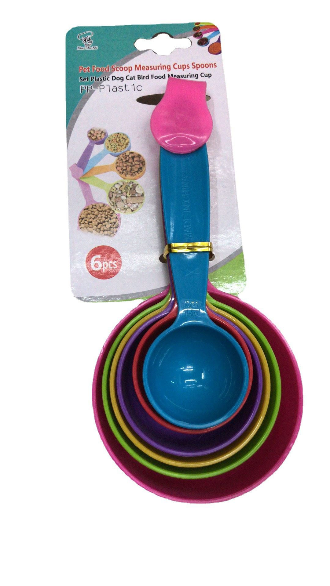 Measuring cup baking supplies, colored plastic measuring spoons, measuring cup set, flavored coffee, kitchen DIY measuring spoon six-piece set detail image 4