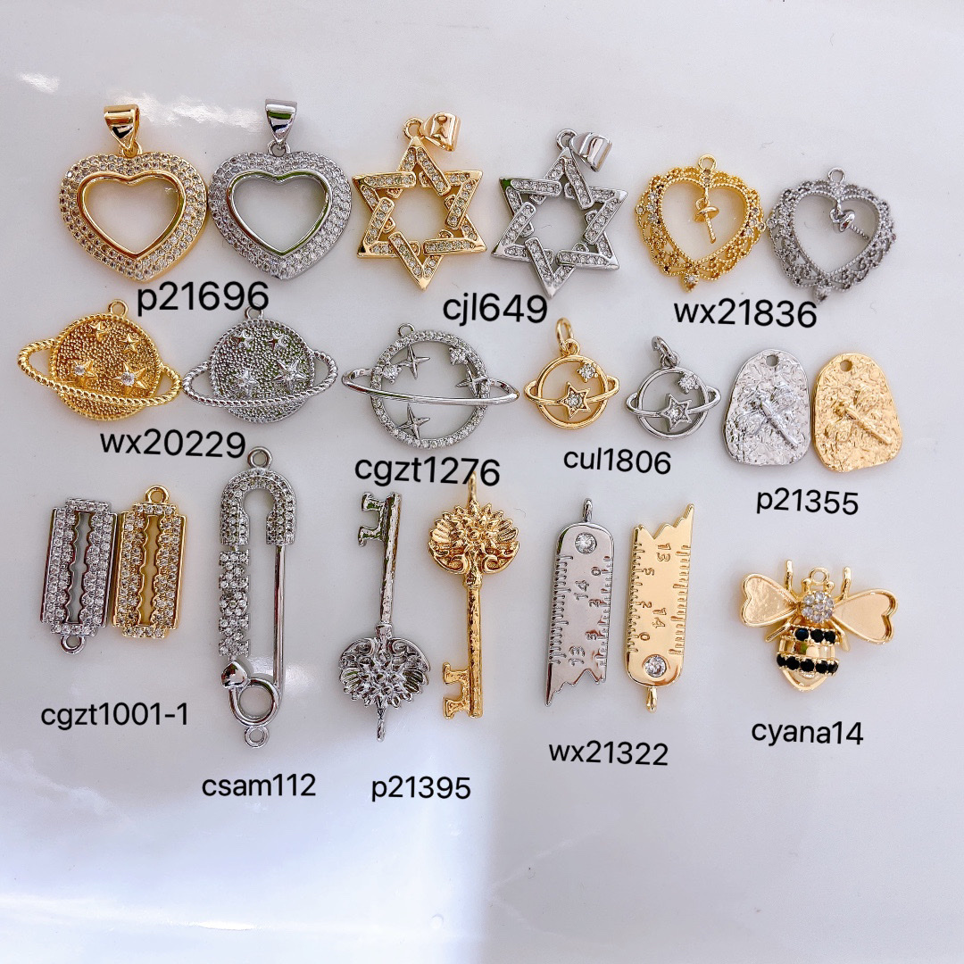 Zhongxing Jewelry Zircon ruler, tag, lock, pendant, accessory, heart lock, key pendant, new multi-color