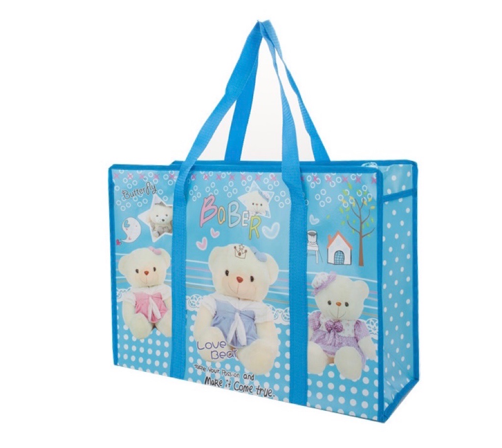 卡通无纺布袋/彩印无纺布袋/无纺布收纳袋白底实物图