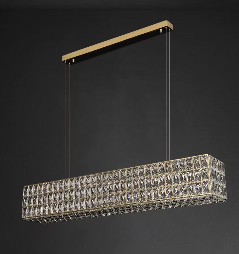 A light luxury crystal rectangular dining chandelier